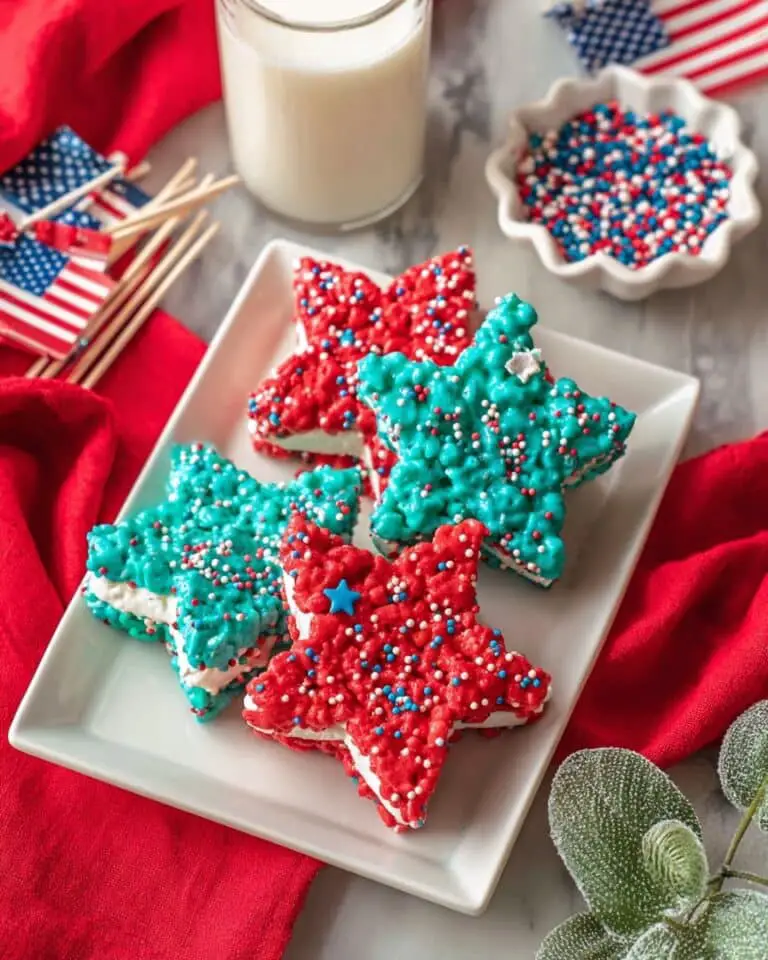 Fourth of July Red, White, and Blue Rice Krispies Treats Recipe