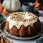 Pumpkin Bundt Cake with Cream Cheese Frosting and Pecans Recipe