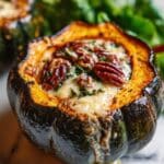 Stuffed Acorn Squash with Kale Bread Pudding and Pumpkin Spice Recipe