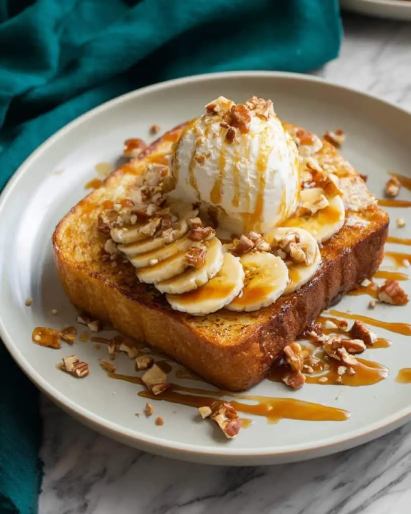 Banana Bread Sundae with Caramel, Toasted Pecans, and Fresh Bananas Recipe