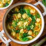 Wonton Soup with Mushrooms, Carrots, and Bok Choy Recipe