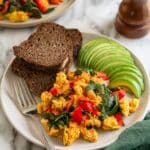 Vibrant Tofu Scramble with Roasted Red Bell Pepper and Spinach Recipe