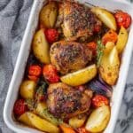 Mediterranean Baked Chicken Thighs with Roasted Vegetables and Fresh Herbs Recipe