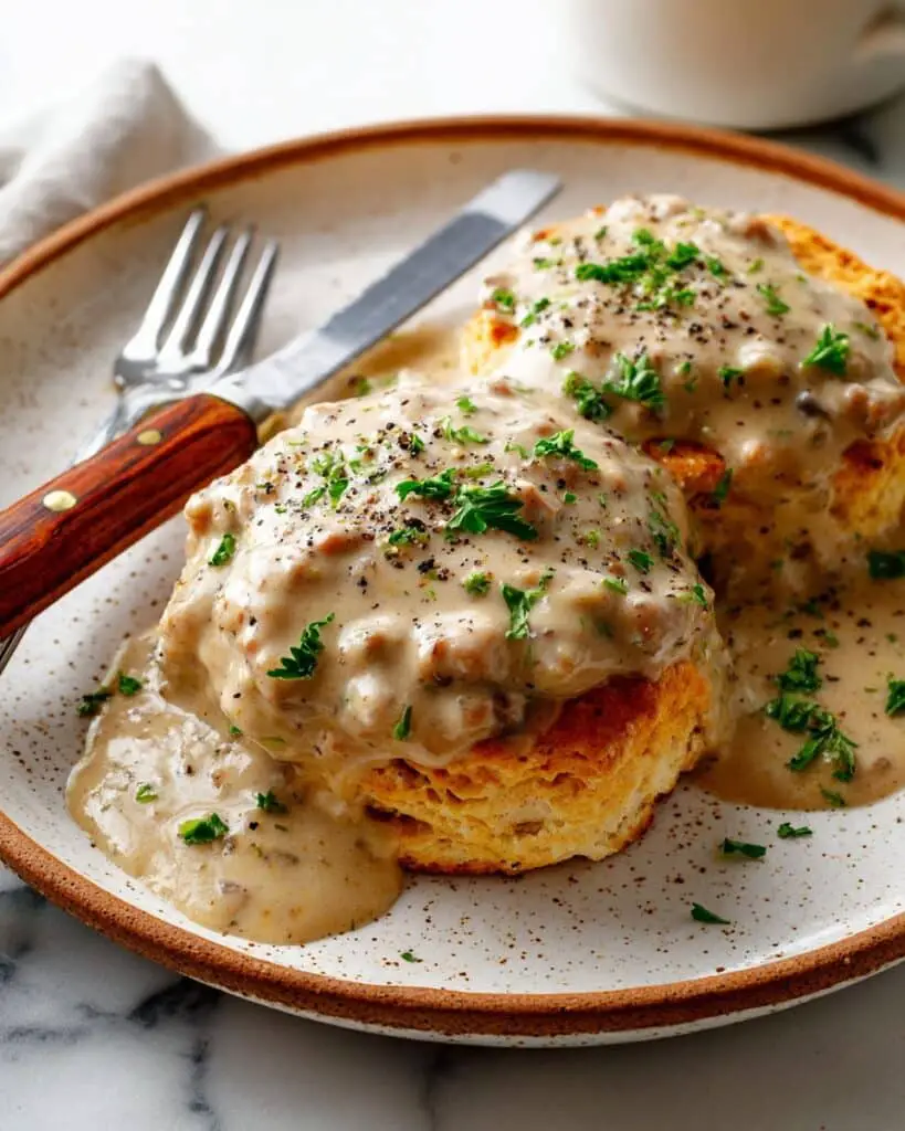 Sausage Gravy Over Homemade Biscuits Recipe