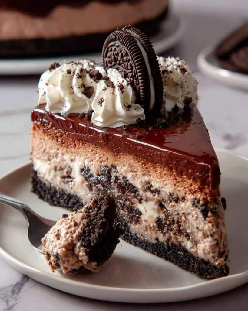 Oreo Cheesecake with Chocolate Ganache and Whipped Cream Recipe