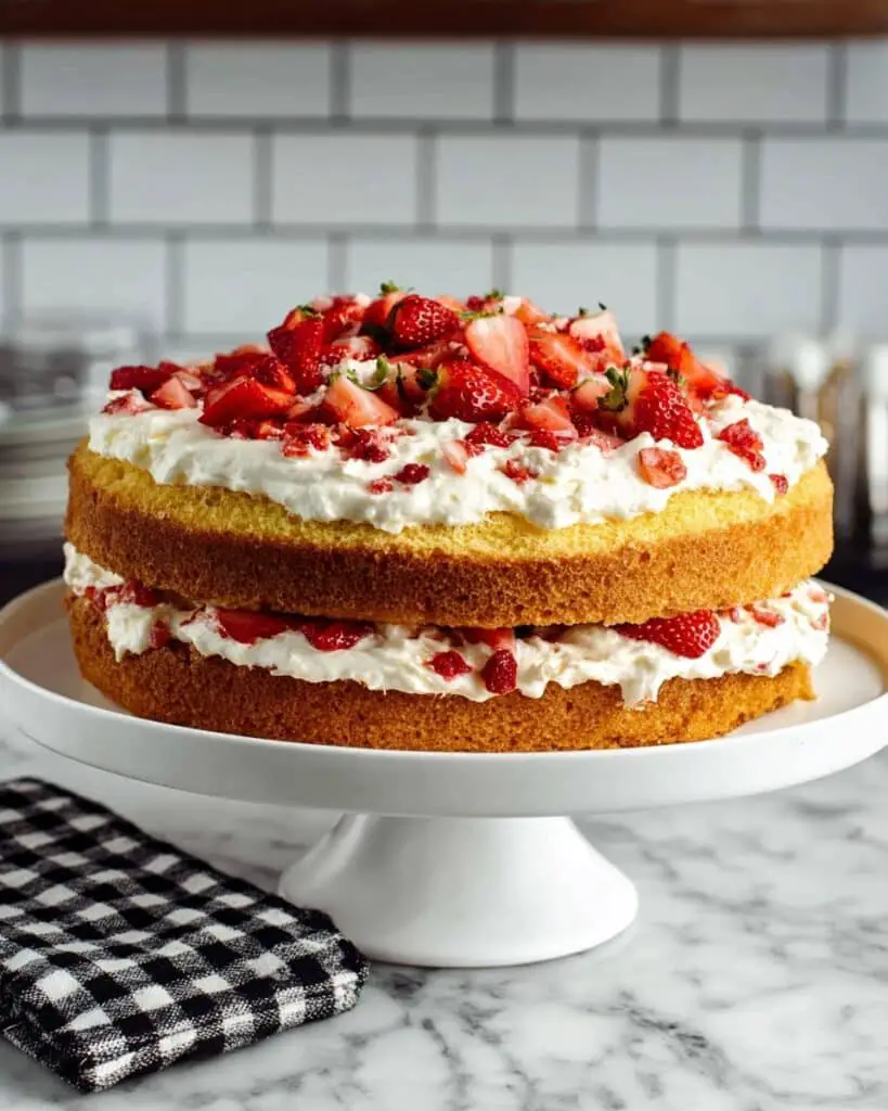 Easy Strawberry Banana Cake with Cream Cheese Frosting Recipe