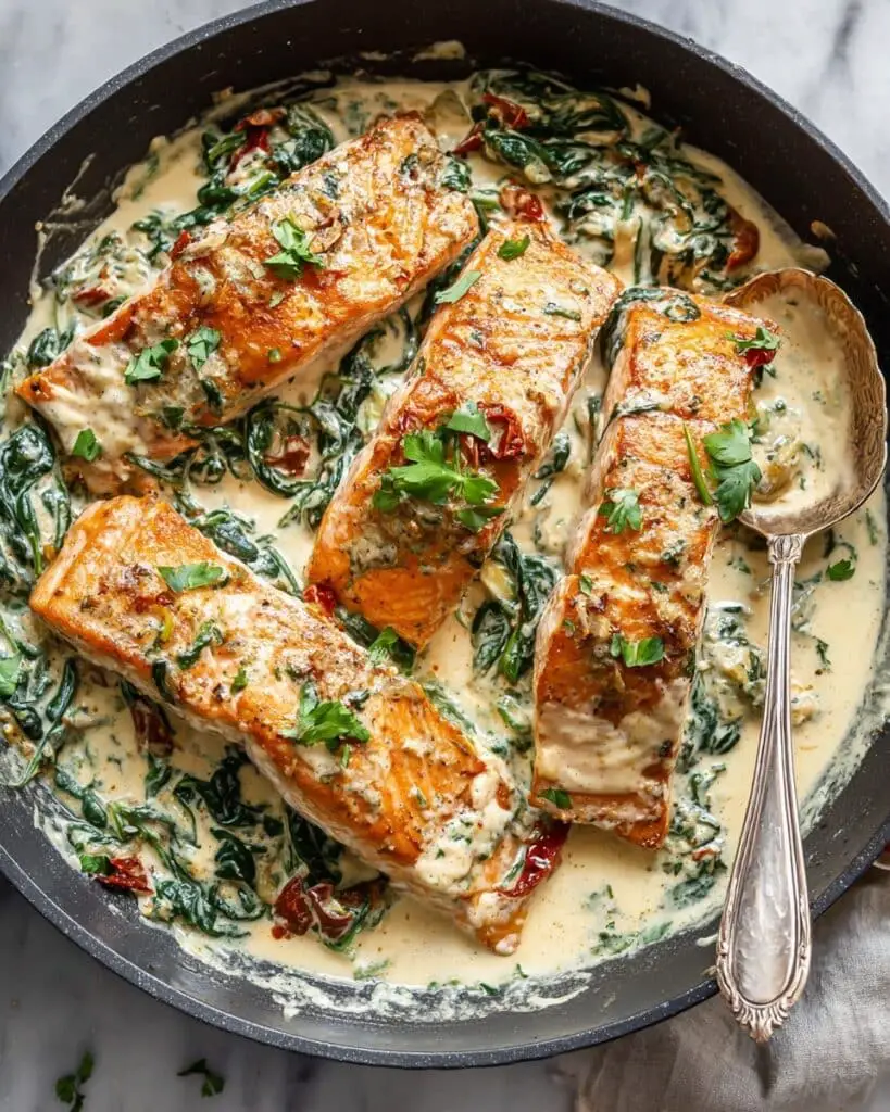 Salmon Skillet with Sun-Dried Tomato Cream Sauce Recipe