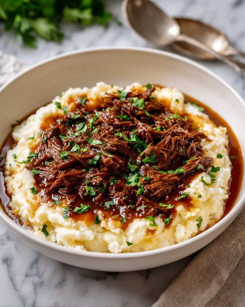 Crockpot Sweet & Savory Jelly Shredded Beef Recipe