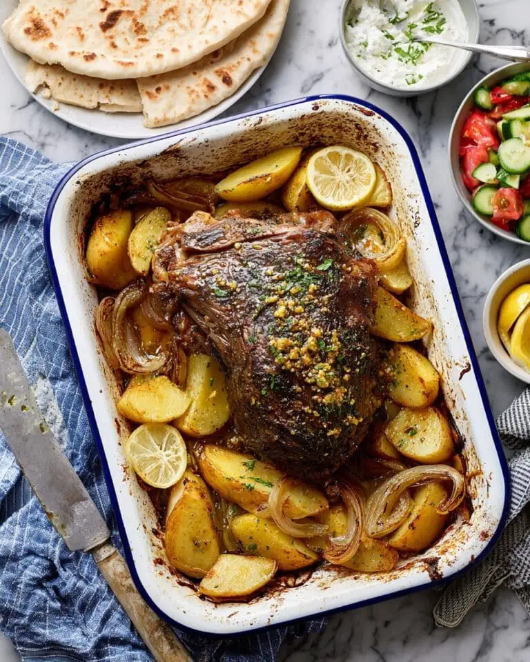 Slow Roasted Lamb with Herbs and Potatoes Recipe