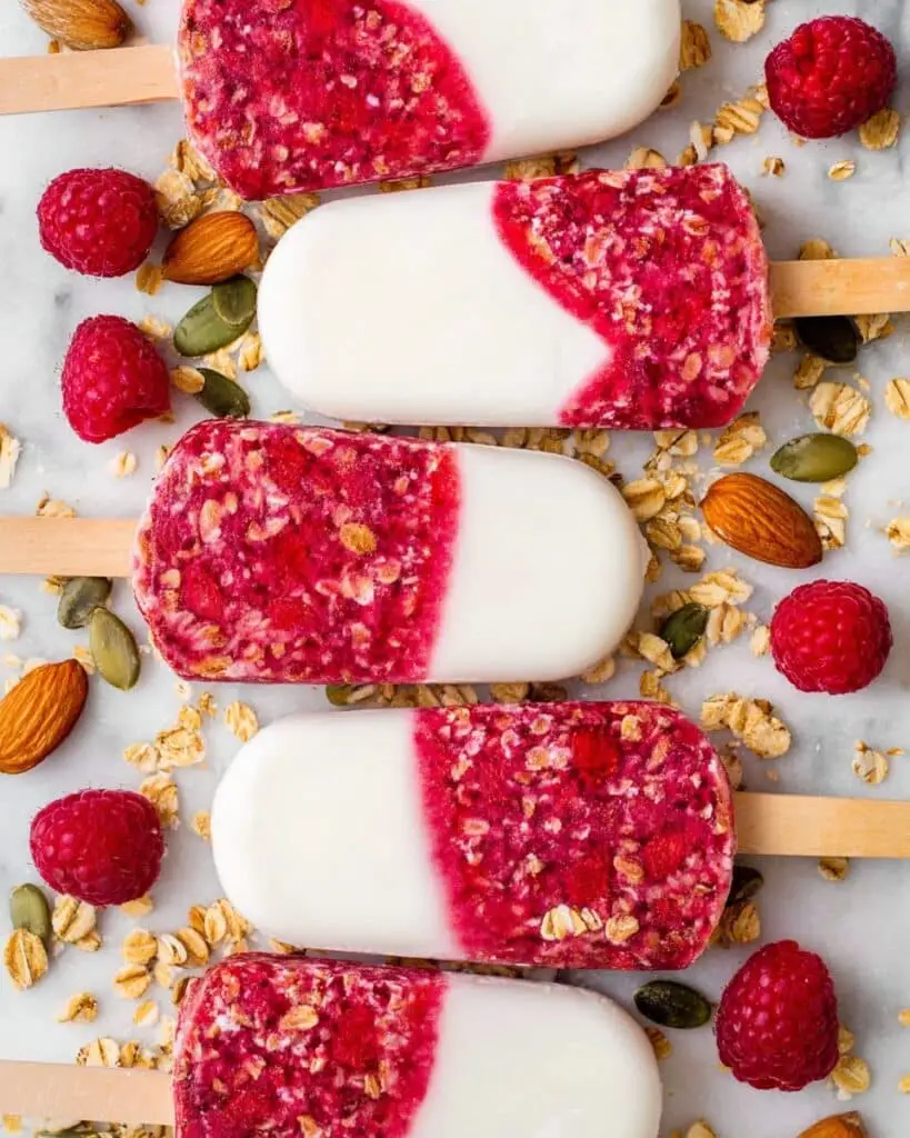 Raspberry Yogurt Layered Popsicles Recipe