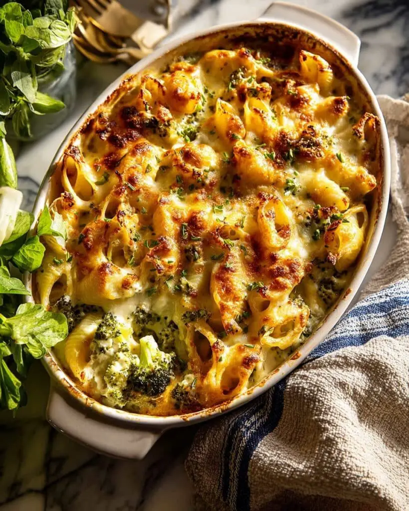 Dump and Bake Chicken Broccoli Alfredo Noodle Casserole Recipe
