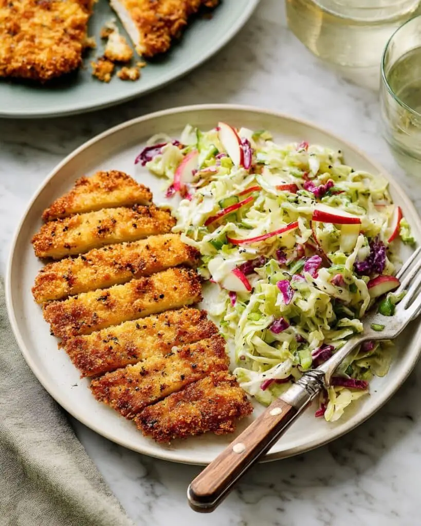 Crispy Chicken Cutlets with Apple Slaw Recipe