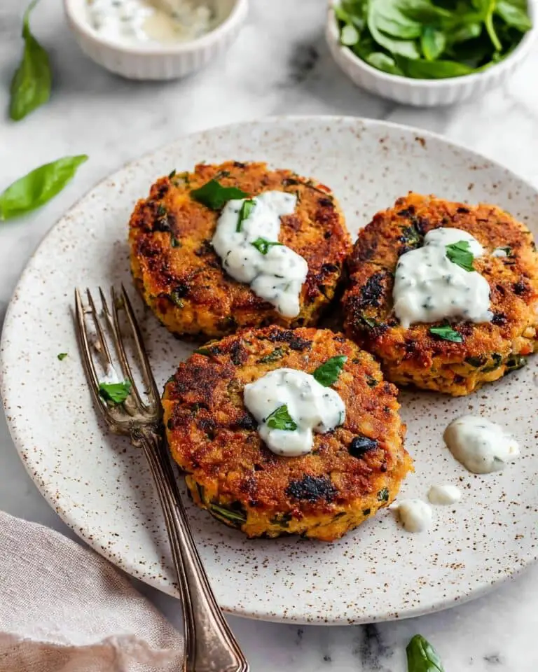 Vegetable Chickpea Fritters with Lemon Herb Yogurt Sauce Recipe