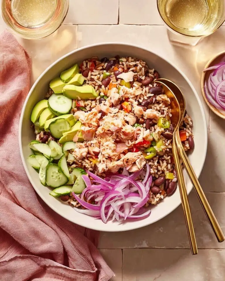 Salmon Crunch Salad with Creamy Lemon-Cumin Dressing Recipe