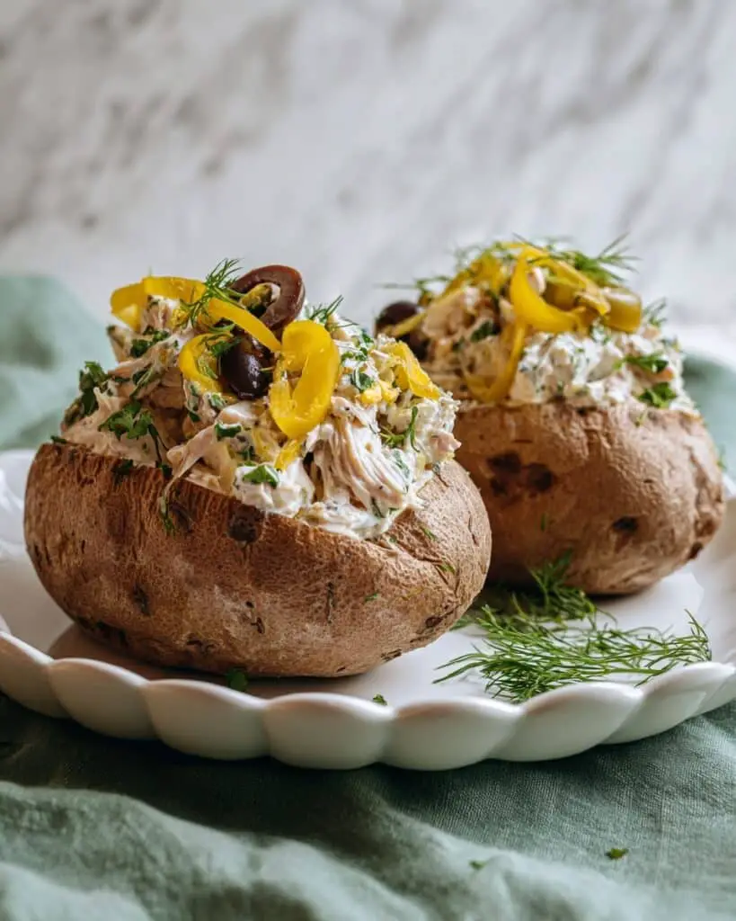 Greek Tuna Salad Baked Potatoes Recipe