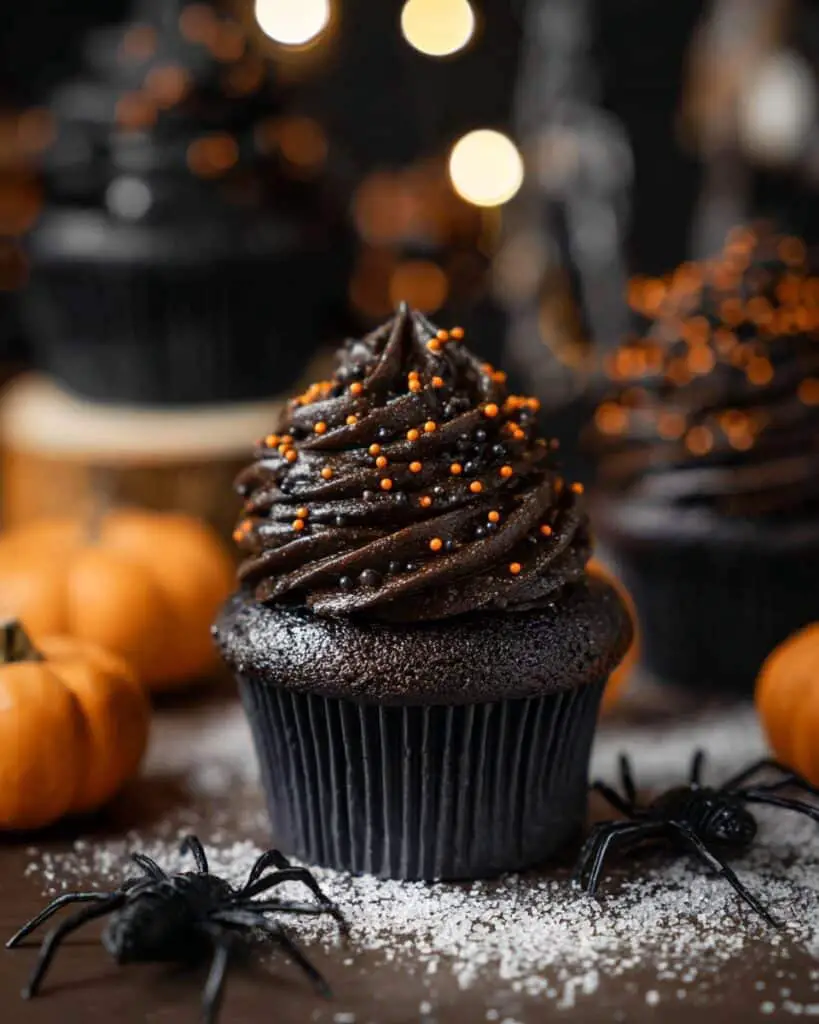 Black Velvet Cupcakes with Black Cocoa Frosting Recipe
