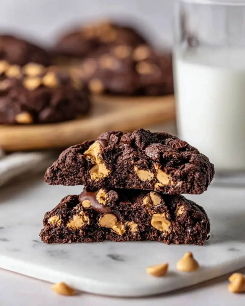 Levain-Style Chocolate Cookies with Melty Peanut Butter Recipe