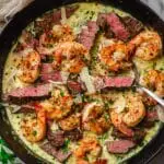 Steak and Shrimp Skillet with Garlic Parmesan Cream Sauce Recipe