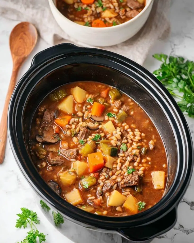 Slow Cooker Beef and Barley Soup Recipe