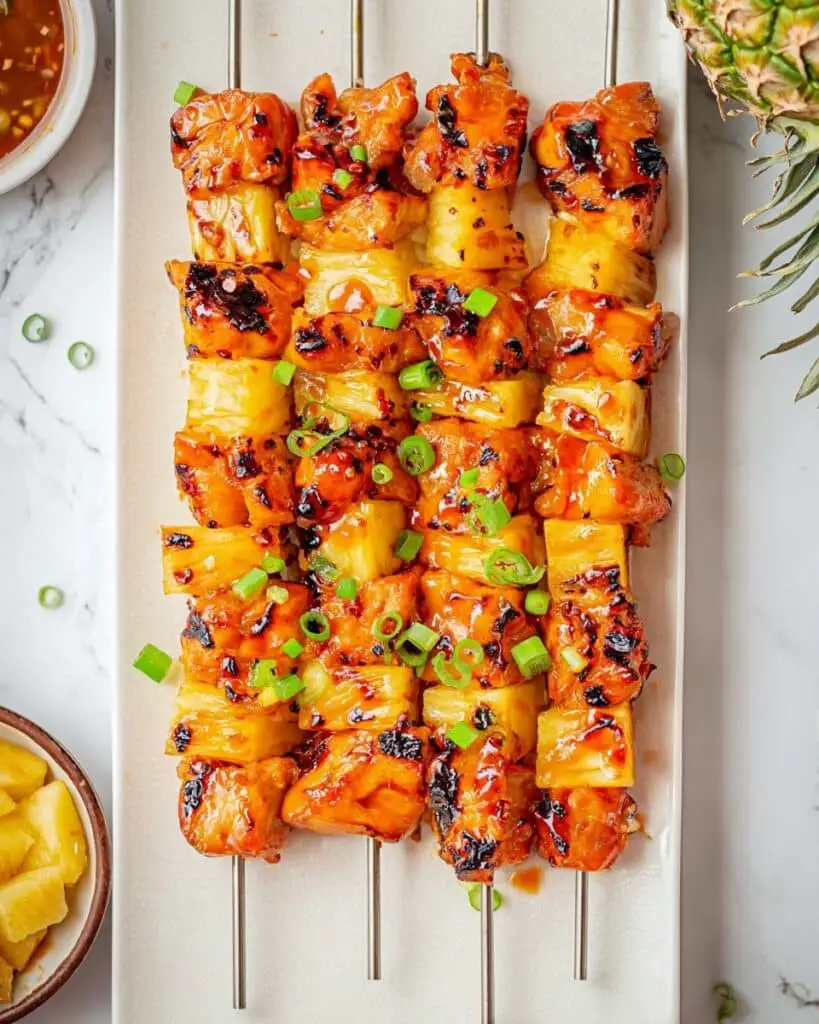 Hawaiian Chicken Kabobs with Pineapple and Teriyaki Glaze Recipe