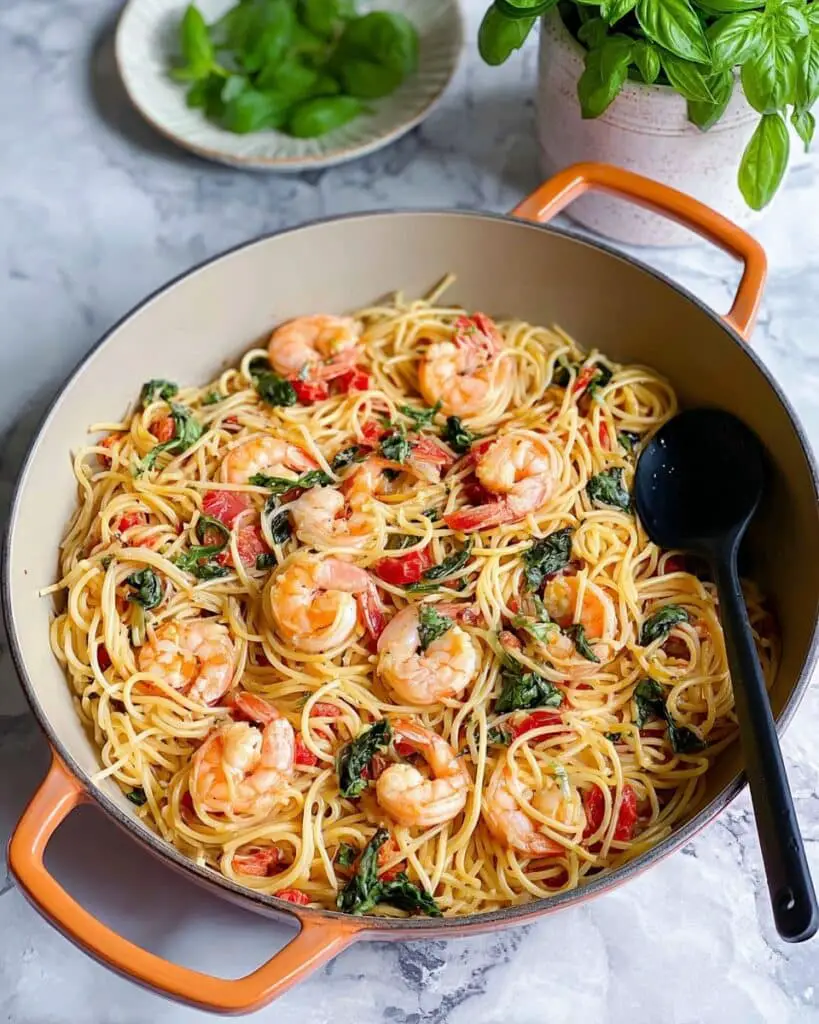 Tomato Basil Shrimp Pasta Recipe