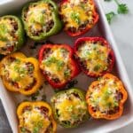 Cheesy Stuffed Bell Peppers with Rice and Beef Recipe