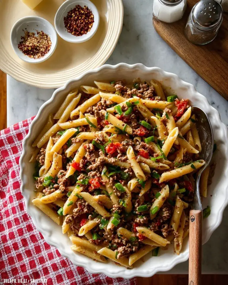 Creamy Italian Sausage Pasta with Tomatoes, Peppers, and Onions Recipe