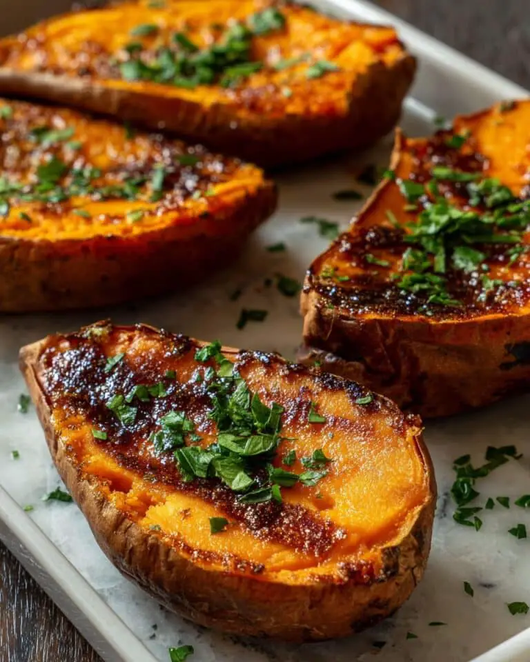 Oven Roasted Sweet Potato Halves with Crispy Caramelized Edges Recipe