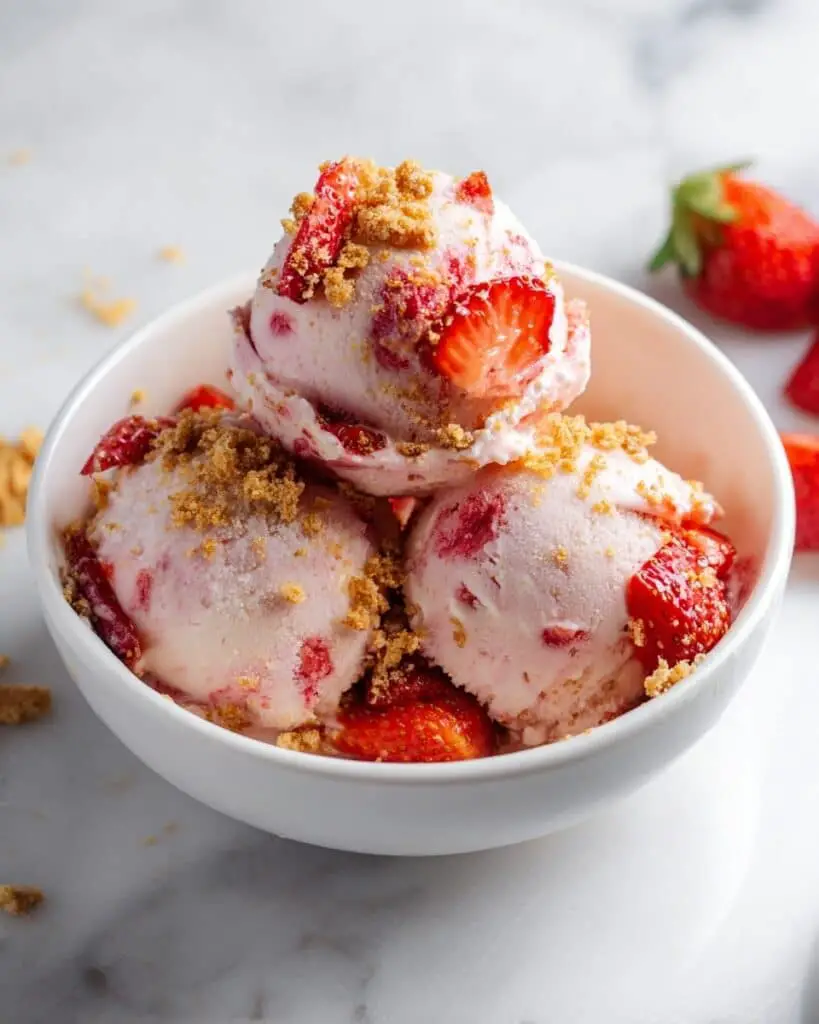 Strawberry Cottage Cheese Cheesecake Ice Cream Recipe