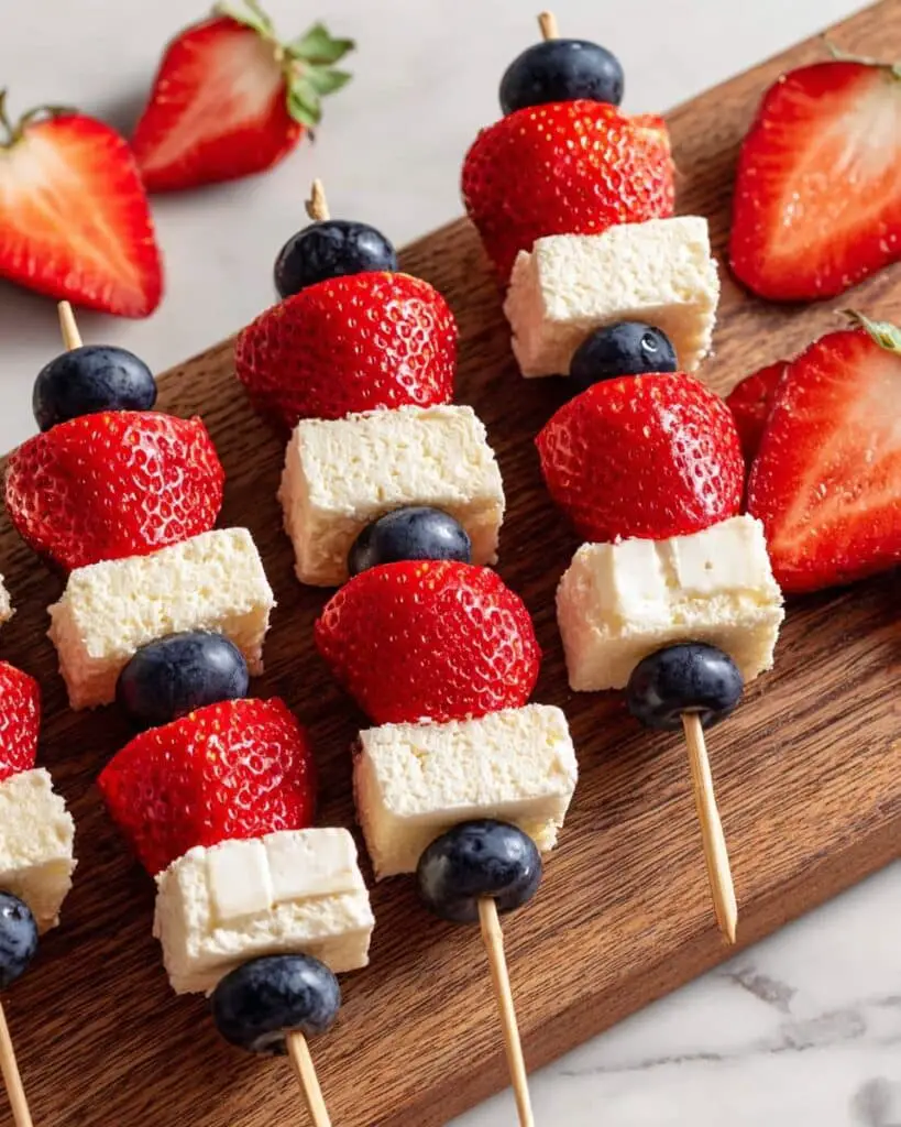 Easy Red White and Blue Kabobs for July 4th Fun Recipe