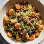 One Pan Crispy Gnocchi with Sausage and Brussels Recipe