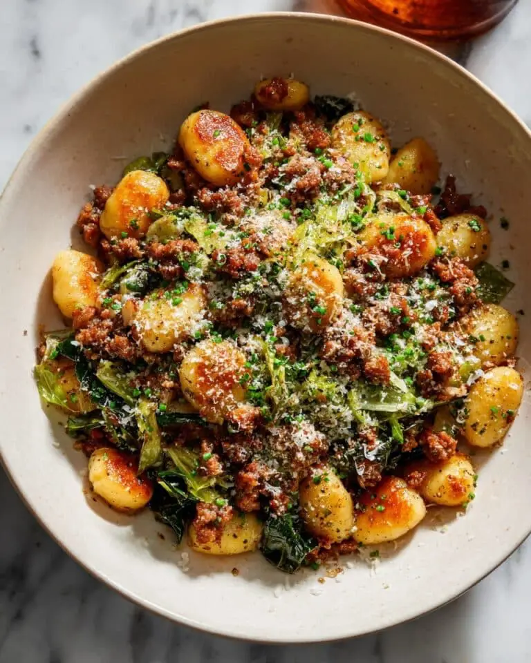 One Pan Crispy Gnocchi with Sausage and Brussels Recipe