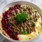 Meatball Mashed Potato Bowls with Lingonberry Jam Recipe