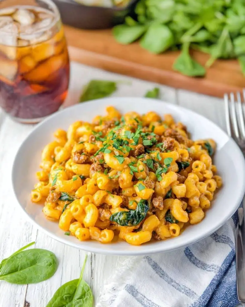 Italian Sausage Pasta with Roasted Red Peppers and Spinach Recipe