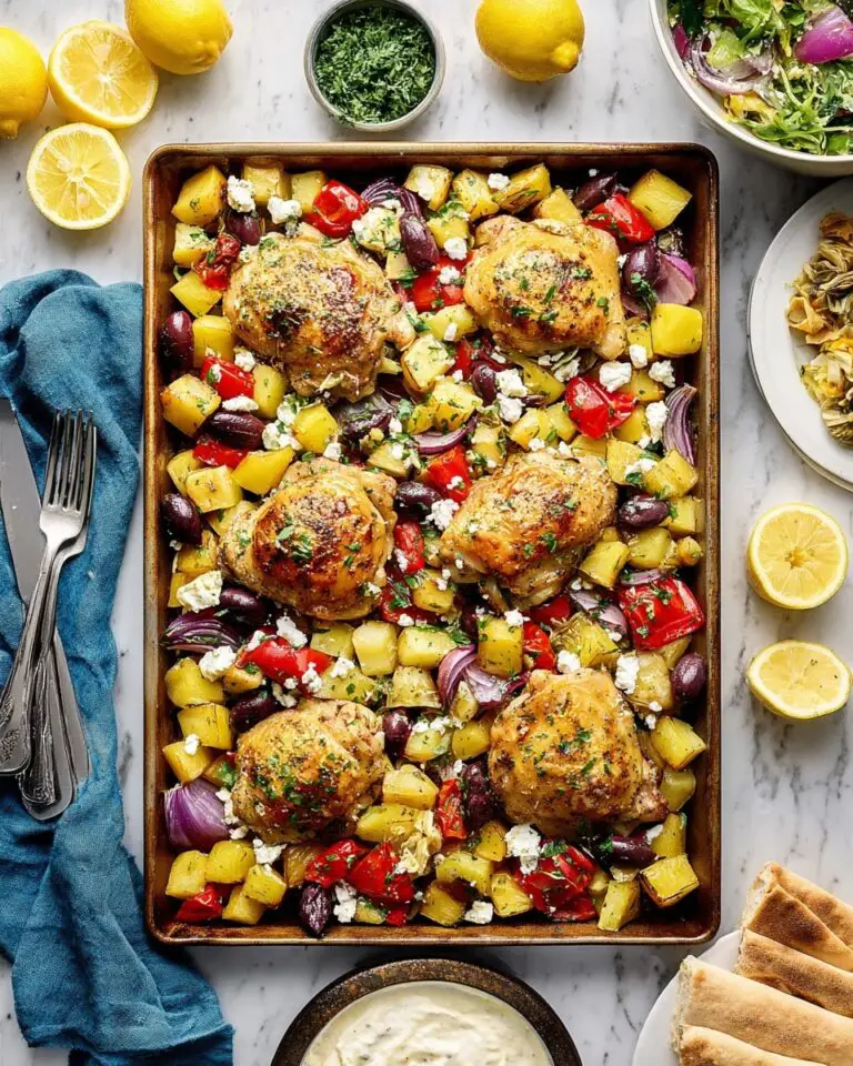 Greek Sheet Pan Chicken with Vegetables and Feta Recipe