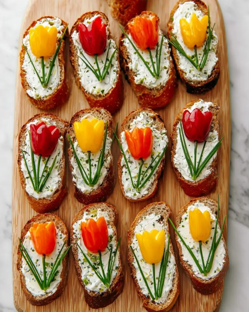 Tomato Tulip Crostini (Easy Spring Appetizer) Recipe