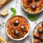 Halloween Pasta with Meatball Eyeballs Recipe