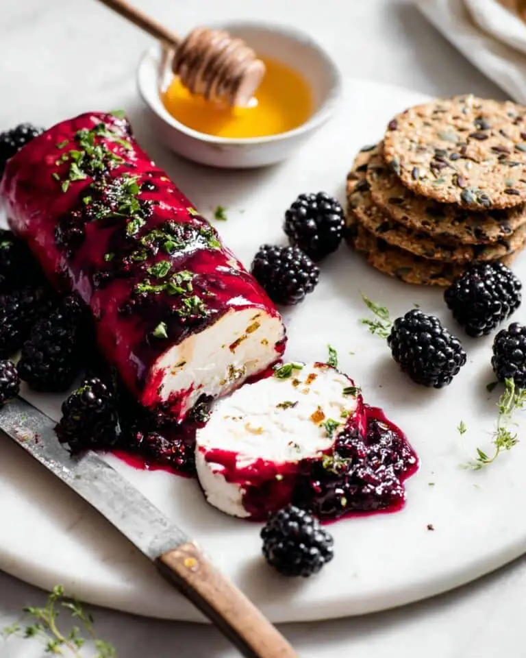 Blackberry Goat Cheese Log with Honey and Thyme Recipe