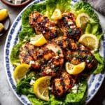 Yogurt Marinated Grilled Chicken with Feta and Herb Garnish Recipe