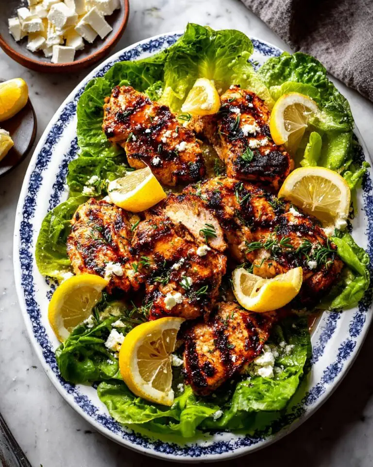 Yogurt Marinated Grilled Chicken with Feta and Herb Garnish Recipe