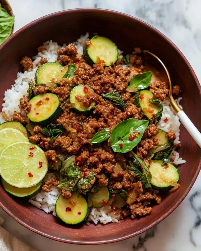 Ginger-Basil Beef and Zucchini Skillet Recipe