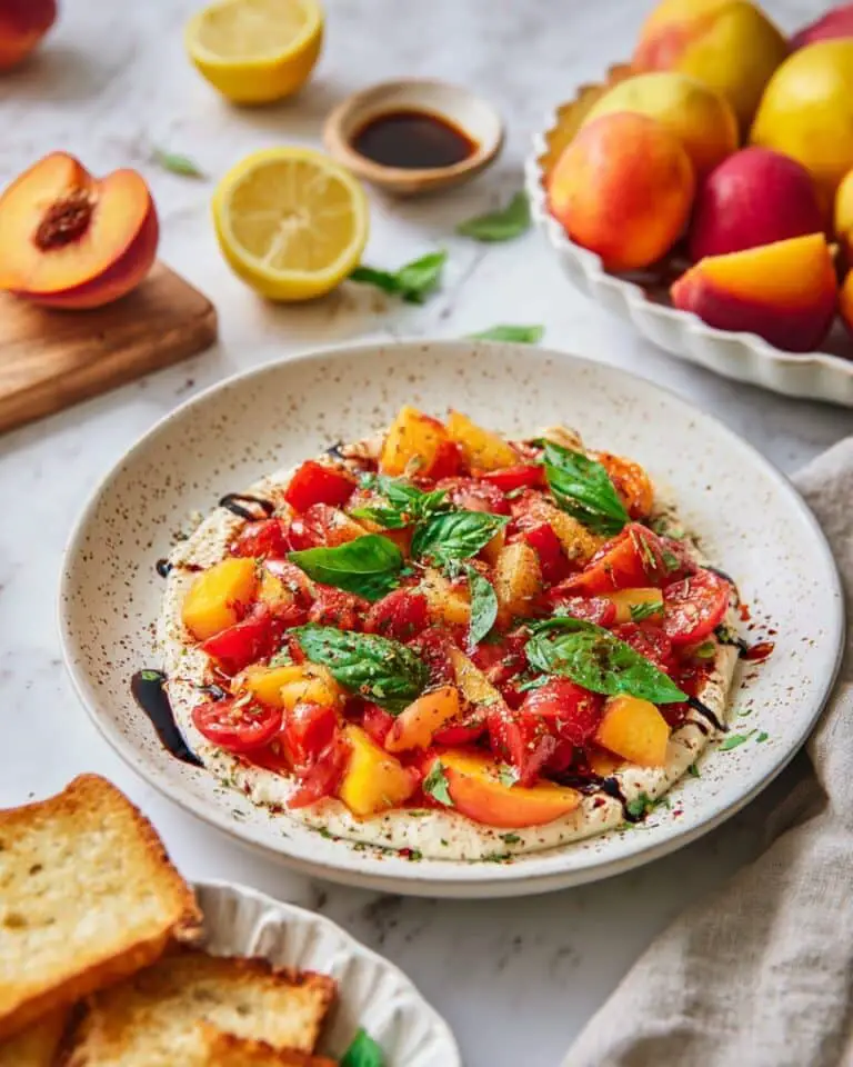 Whipped Cottage Cheese with Tomatoes and Peaches Recipe