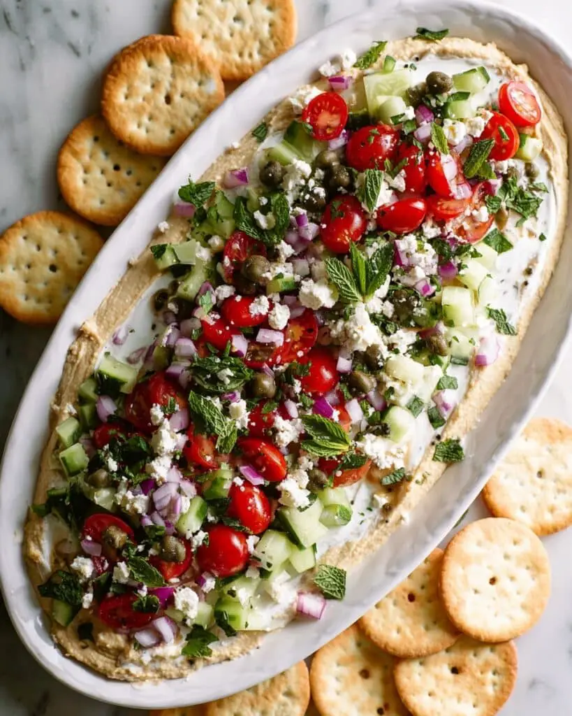 Layered Greek Hummus and Tzatziki Dip Recipe