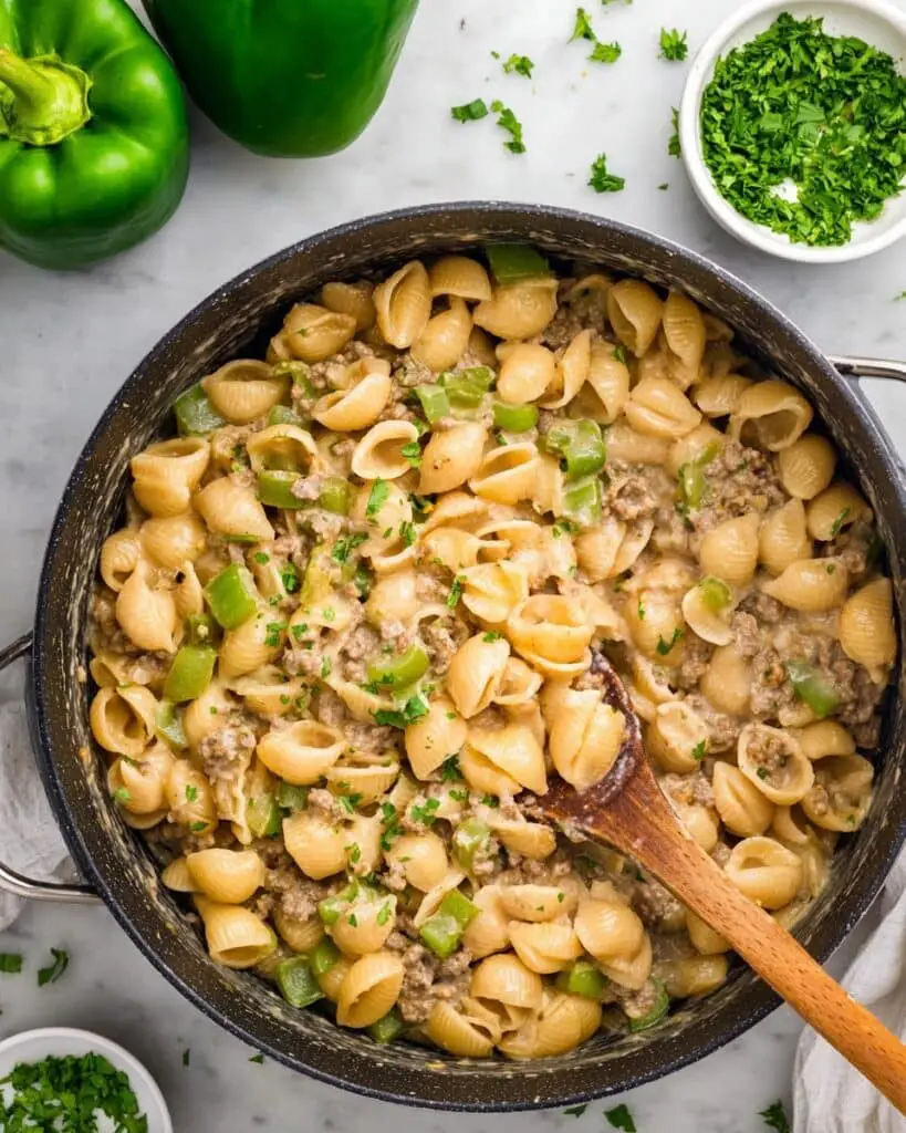 One-Pot Philly Cheesesteak Pasta Recipe