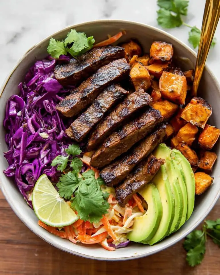 Carne Asada Sweet Potato Bowls with Cilantro Lime Aioli and Vegetable Slaw Recipe