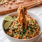 Crispy Chicken and Edamame Rice Paper Noodles with Fresh Herb Garnish Recipe