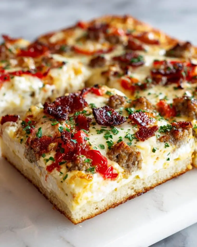 Breakfast Pizza with Sausage, Eggs, and Pepper Jack Cheese Recipe