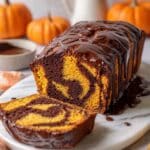 Vegan Pumpkin Marble Cake with Dark Chocolate and Ganache Recipe