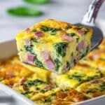 Sheet Pan Eggs with Diced Ham, Cheddar, and Spinach Recipe