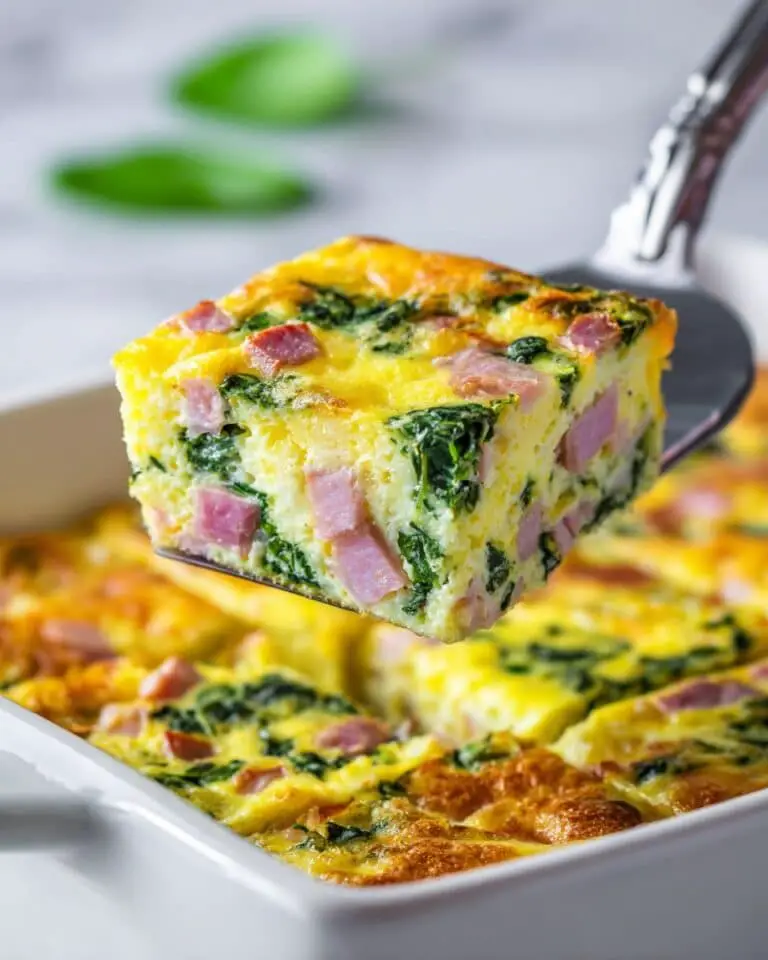 Sheet Pan Eggs with Diced Ham, Cheddar, and Spinach Recipe